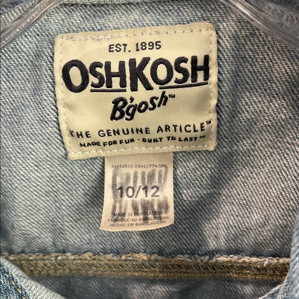 OshKosh B'gosh Denim Jacket Girls 10/12‎ Blue Kids Jean Light Wash Vintage 80s
